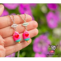 Кулон для друзей "Best Friends. Розовое сердце". Цена за набор 